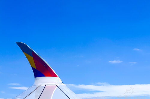 인천 뉴욕 비행 중 항공기 날개 뷰