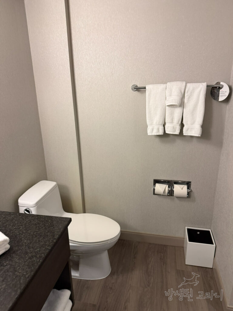 욕실 세면대와 어메니티