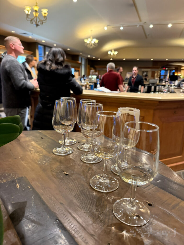 테이스팅 후 쌓여가는 빈 와인잔들
