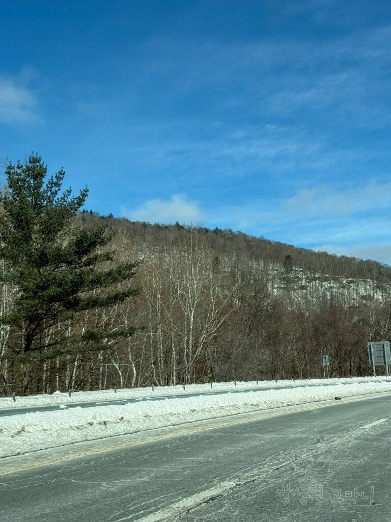 우드버리 아울렛 근처에서 바라본 맑고 청명한 뉴욕 겨울 하늘