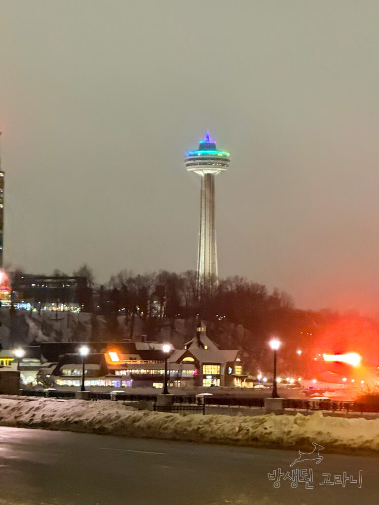 멀리 보이는 나이아가라 스카이론 타워 야경